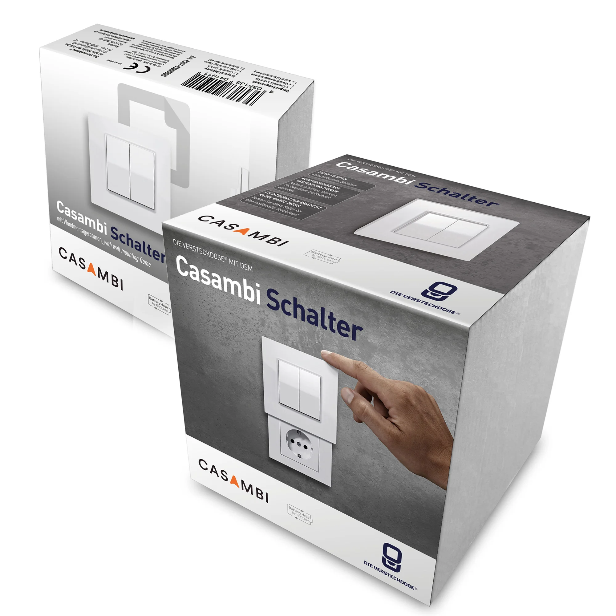 Kombi-Paket Casambi Funkschalter & Versteckdose® mit Steckdoseneinsatz für Steckertyp F (DE)